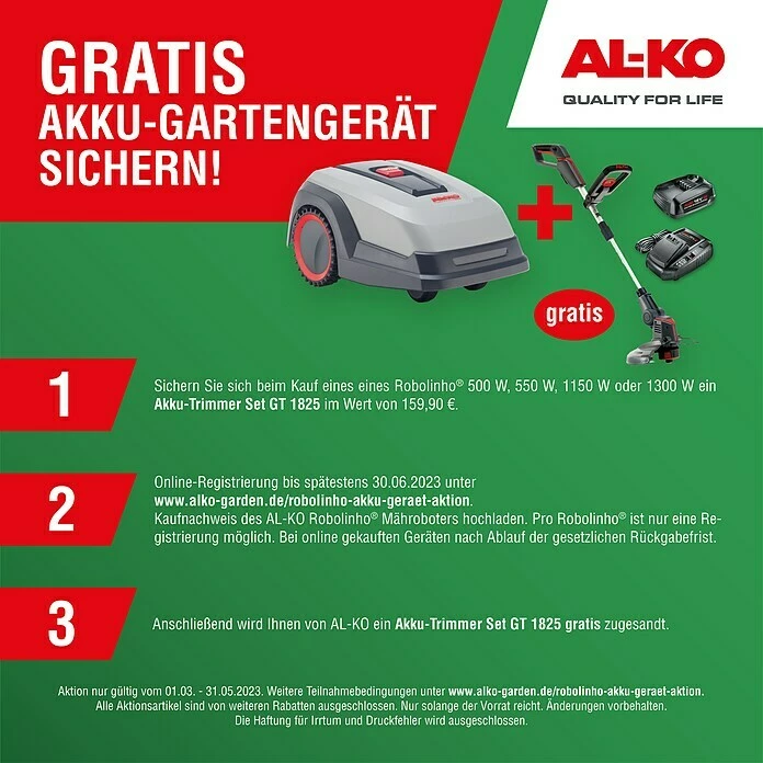 BAUHAUS AL-KO Mähroboter Robolinho 550 W 20 V, 2,5 Ah, Max. Flächenempfehlung: 500 M² 2 BAUHAUS AL-KO Mähroboter Robolinho 550 W 20 V, 2,5 Ah, Max. Flächenempfehlung: 500 M² – Bild 2