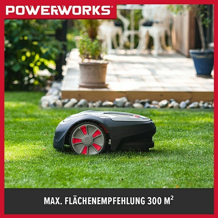 BAUHAUS Powerworks Mähroboter P3 20 V, 2 Ah, Max. Flächenempfehlung: 300 M² 2 BAUHAUS Powerworks Mähroboter P3 20 V, 2 Ah, Max. Flächenempfehlung: 300 M² – Bild 2
